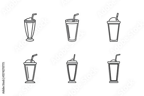smoothie glass line art vector illustration