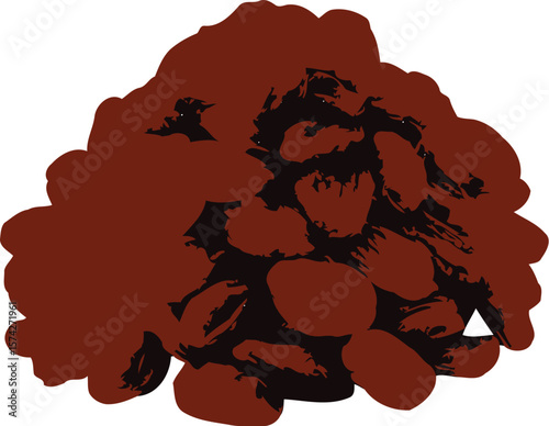 A pile of brown raisins depicted as a dark silhouette against a contrasting background representing sweet healthy dried fruit snacks