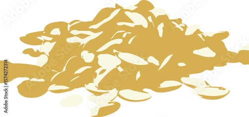 Pale yellow split beans pile isolated on black background close up shot silhouette