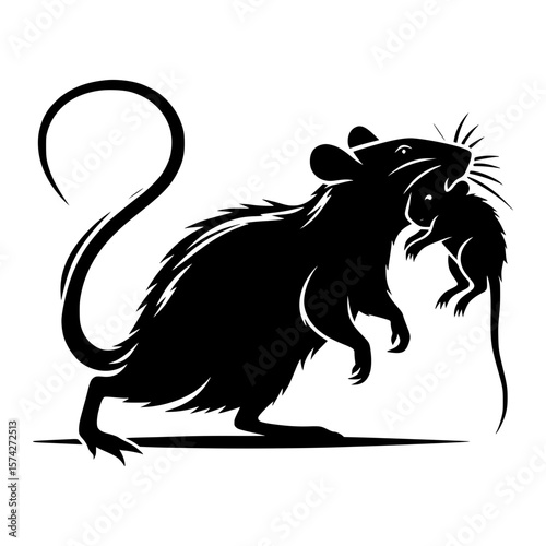 Mother rat carries her young off in a protective manner