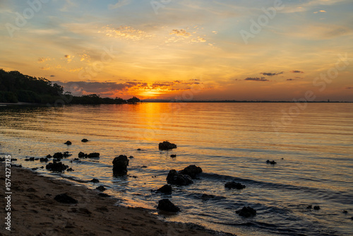 Sunset viewed from Morwong Beach, Coochiemudlo Island, Queensland, Australia 
