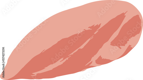 Pale pink raw chicken breast silhouette isolated on a clean white background for food photography