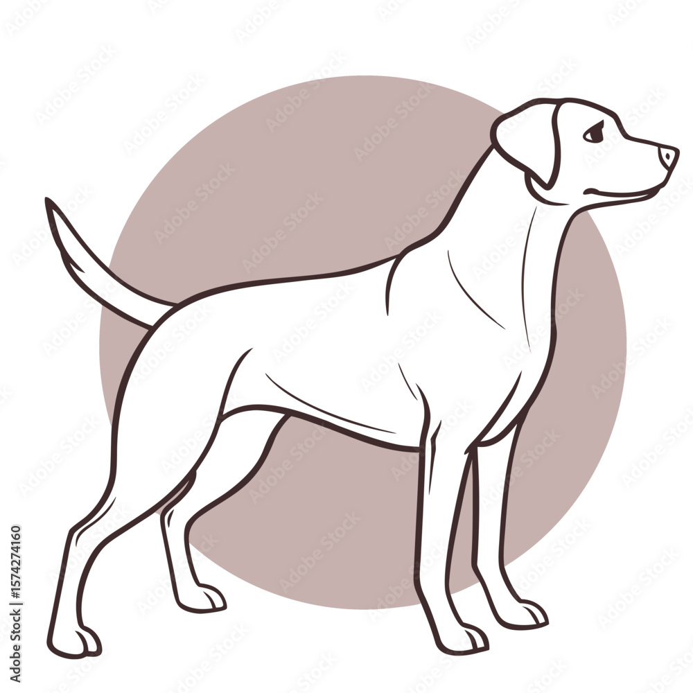 Fototapeta premium Dog Head Silhouette Icon Brown Line Art Vector Graphic
