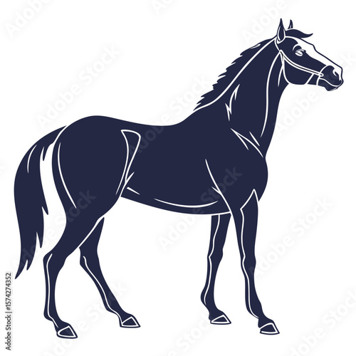 Dark Blue Horse Silhouette White Background navy blue
