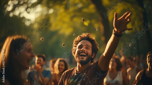 A group of friends playing ultimate frisbee in a park