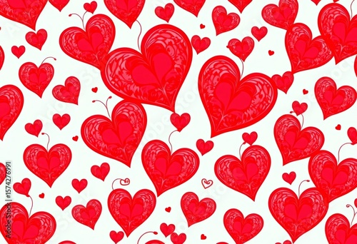 Intricate red heart pattern, stylish and romantic design,   red background,  design