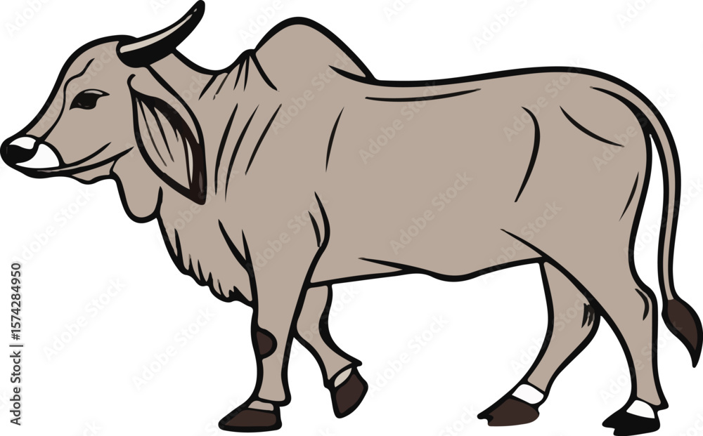 Fototapeta premium Hand-drawn cows in traditional illustration style showcase a calm presence and rural charm
