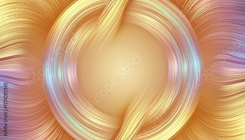 Soft iridescent holographic fluid waves forming a serene circle, perfect for elegant backgrounds, luxury branding, and peaceful designs.