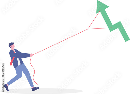 Financial growth, profit increase or earning capital gain, growing investment or market domination or improvement concept


