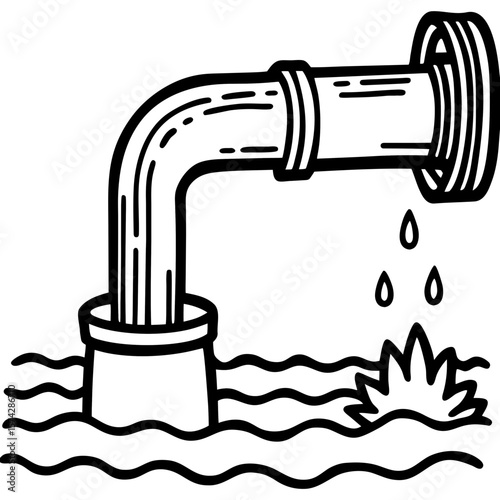 vector illustration of water pollution from an industrial pipe