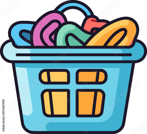 Colorful Laundry Basket Icon: Clean Clothes, Fresh Start
