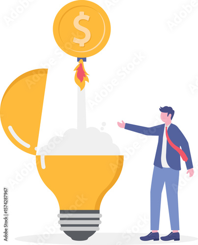 Startup and new innovative business project launch.Company with idea and funding for fast development


