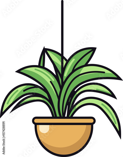Hanging Potted Plant: A touch of green for your space, vector illustration.