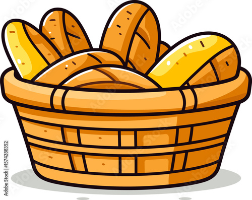 Basket Filled with Freshly Baked Bread Loaves