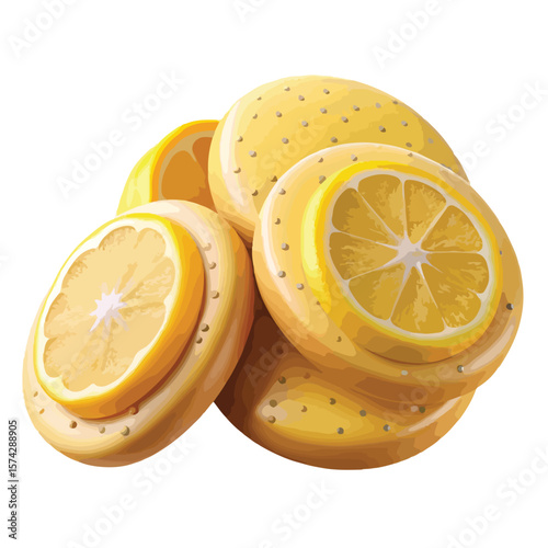 Bright and juicy 3D lemon slice vector with a fresh and vibrant look, ideal for fruit packaging, summer graphics, or citrus-themed designs.
