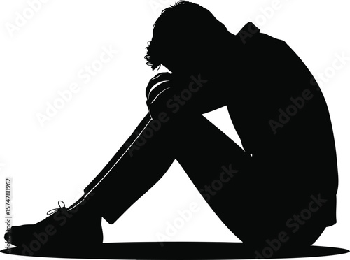 Silhouette of a person in despair sadness isolation