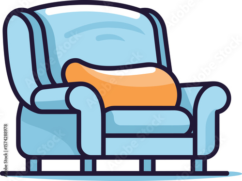 Charming Blue Armchair with Cushion: Home Comfort & Relaxation