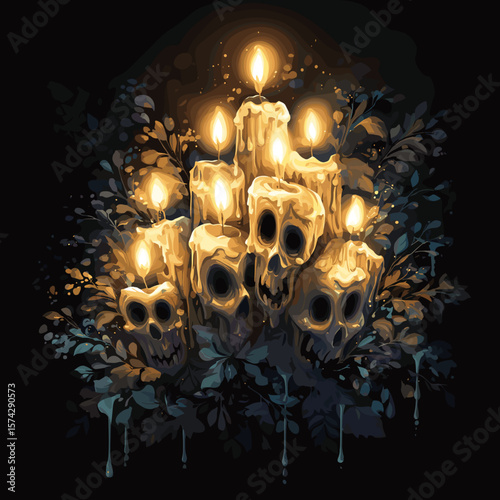 Vector spooky candles illustration