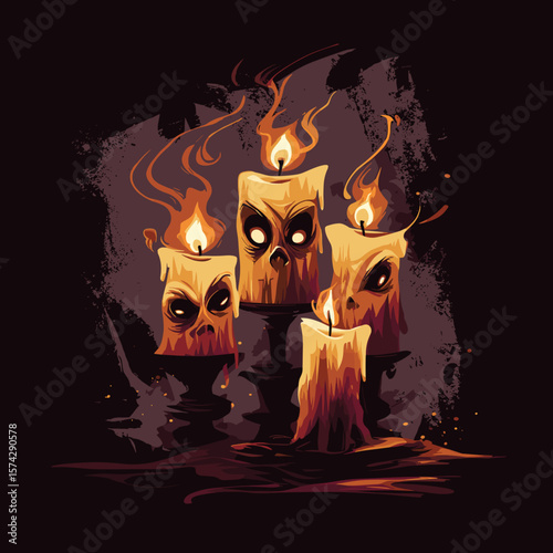 Vector spooky candles illustration