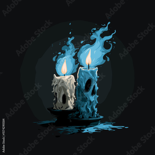 Vector spooky candles illustration