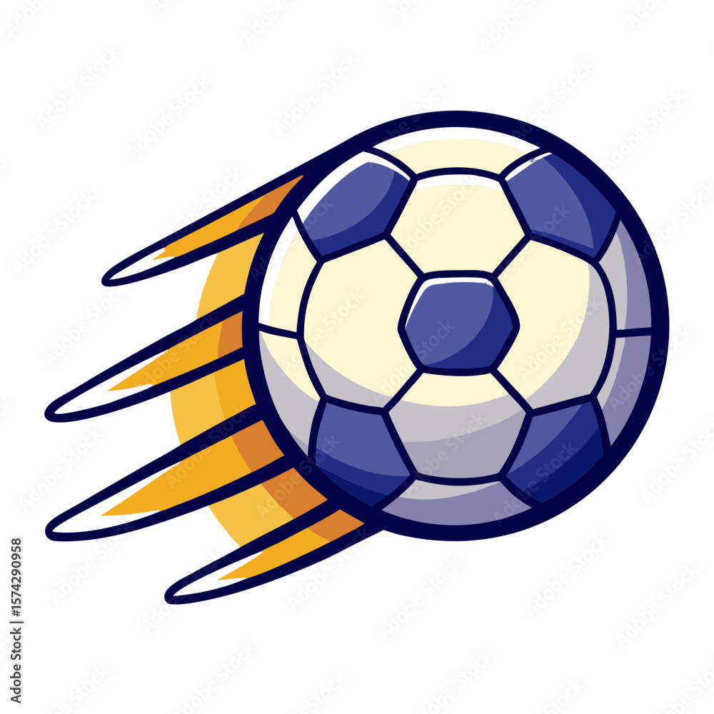 Obraz premium Cartoon Soccer Ball Icon with Motion Trails – Bold Vector PNG