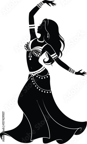 Elegant dancer adorned with jewelry belly dancer silhouette