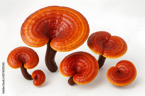 Reishi Mushroom (Lingzhi) Isolated on White Background