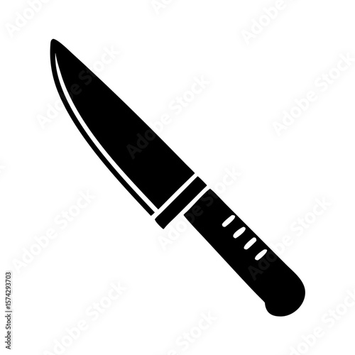 Black kitchen knife with a straight blade and ergonomic handle  