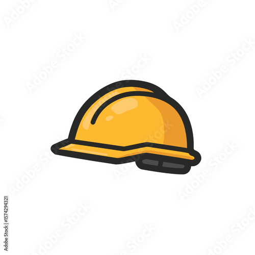 Yellow helmet protects worker construction site safety gear