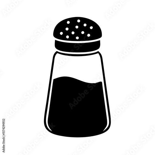 Salt shaker silhouette in black and white icon for kitchen use  