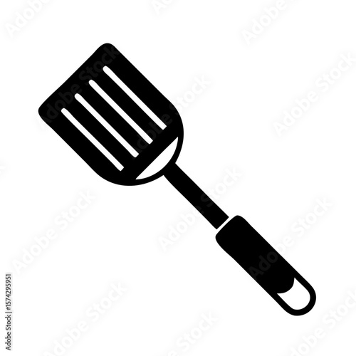 Black spatula silhouette on white background for cooking concept  