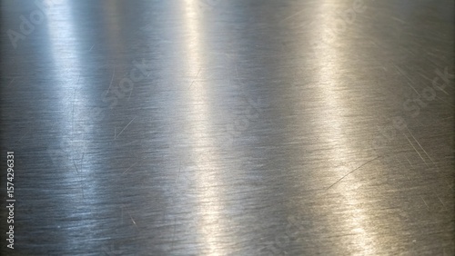 The shiny metal surface reflects light, creating a textured and industrial aesthetic