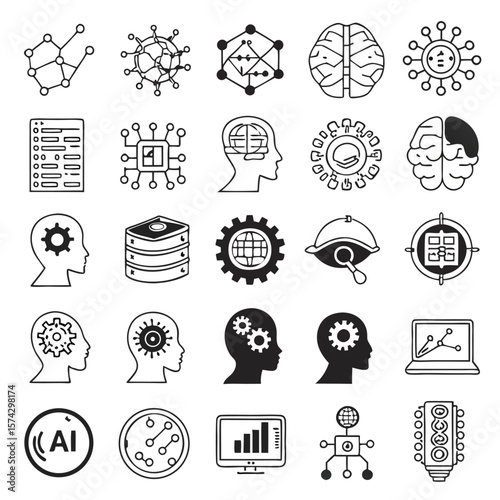 Artificial intelligence concept icons machine learning neural network