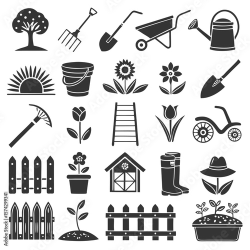Garden tools plants and structures gardening tree