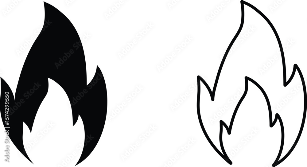 Fototapeta premium Flame, fire. The icon is isolated on a white background