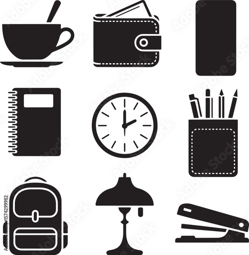 Cup wallet phone notebook clock pen holder backpack lamp stapler spoon saucer