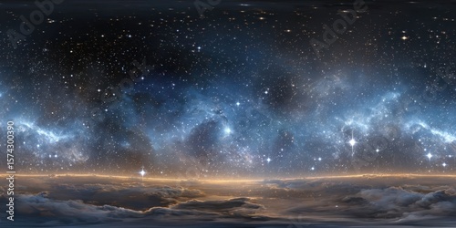 360-Degree Space Background with Nebula and Stars in HDRI Panorama