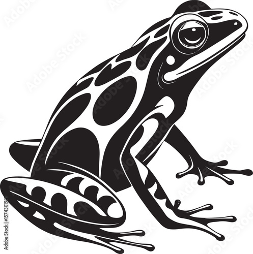 Black and white stylized frog amphibian animal