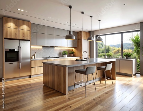 Modern kitchen with large island