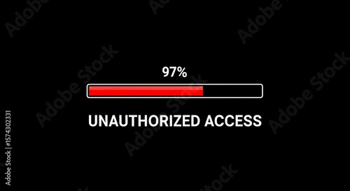 Unauthorized Access 97% Complete - Digital Security Warning Graphic. (AI Generated)