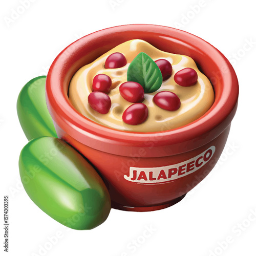 Tasty red dip in realistic 3D vector style ideal for digital food illustrations and flavor branding content.
