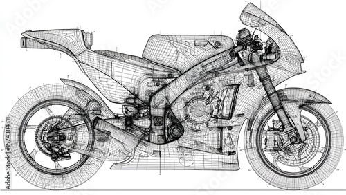 Technical Blueprint of a Racing Motorcycle