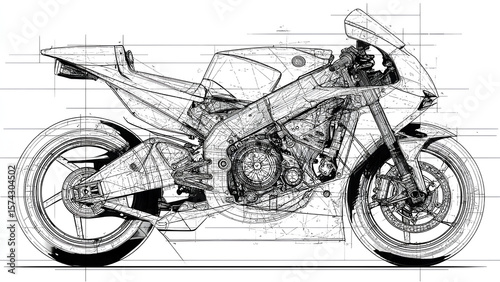 Technical Blueprint of a Racing Motorcycle