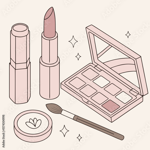 make up brushes and lipstick and brush