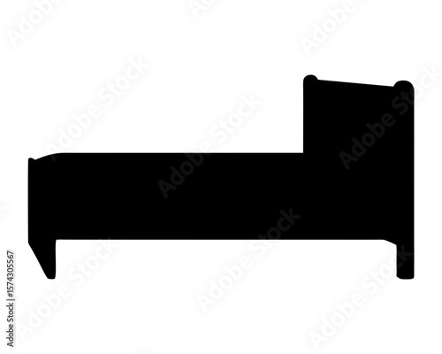 Silhouette of a bed with headboard and footboard in black color