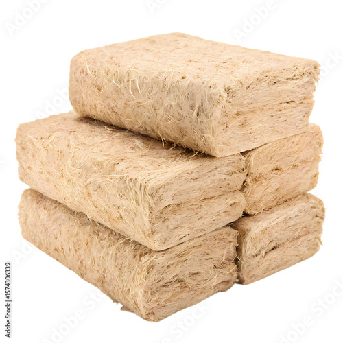 Stack of Hemp Insulation Batts isolated on transparent baackground