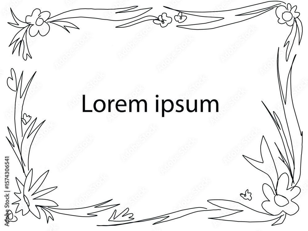 Obraz premium flowers doodle frame background design.eps