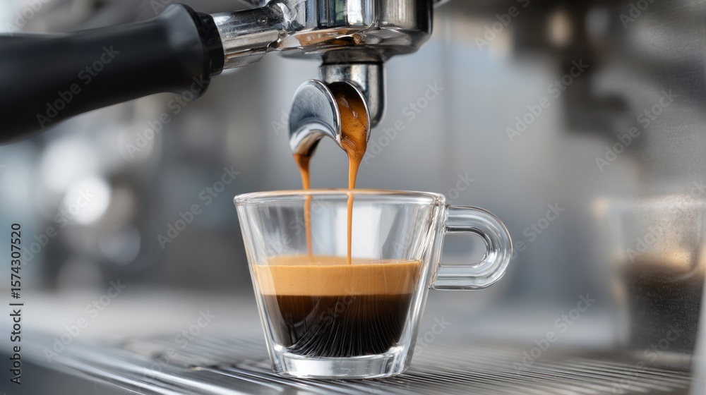 Espresso pouring into a glass cup (2) Espresso pouring into a glass cup (2)