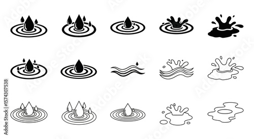 Splashing Water Illustrations: A set of meticulously designed illustrations capturing the dynamic movement of water droplets as they interact with the surface.
