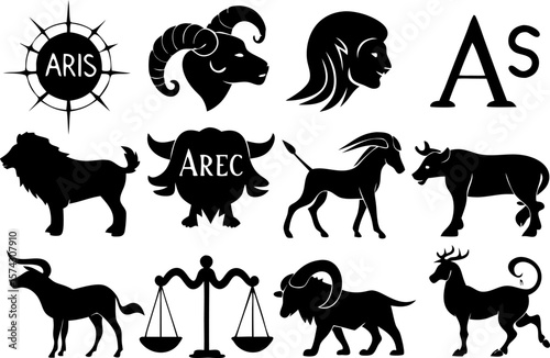 Zodiac Signs Silhouette Set – Astrology Vector Collection